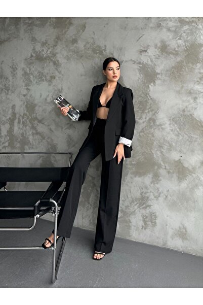 MYGİYİMİSTANBUL Blazer Jacket wide leg Pants Set