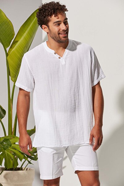 White By Nature Short Sleeve Crew Neck Ribbed Men's T-shirt