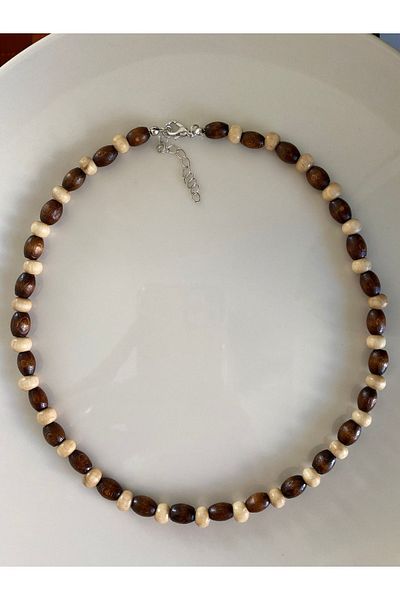 Stoneday Men's Wooden Bead Brown Bohemian Design Necklace