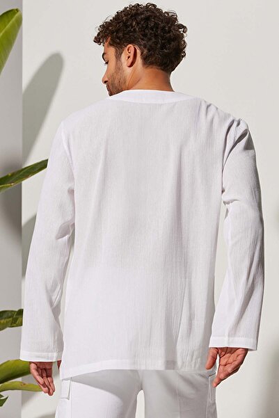 White By Nature Long Sleeve Studded Sile Cloth Men's T-shirt