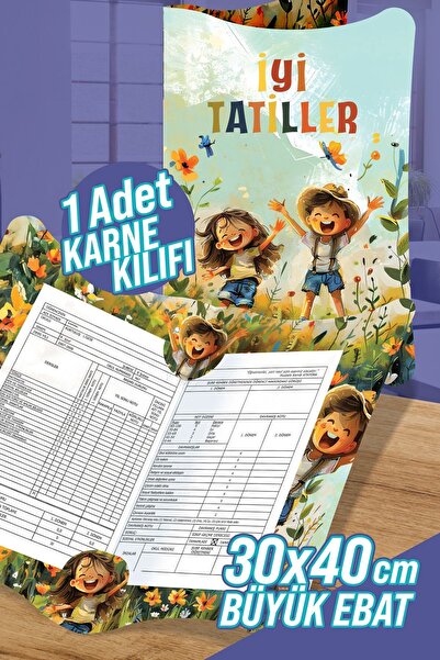 colortouch Sulu Boya ÇocuklarA4 Karne Kabı Kılıfı 1 Adet Büyük Ebat 30x40 Cm Ilkokul Karne Kılıfı Karne Süsleme