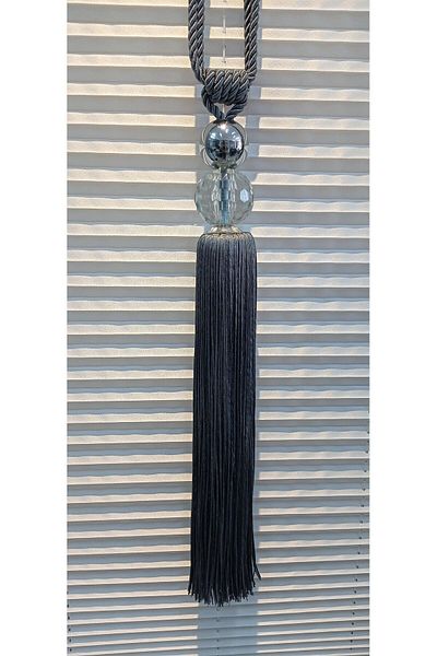 serART Anthracite Glasses Crystal Background Curtain - Braçol Renso Side Tie and Spike