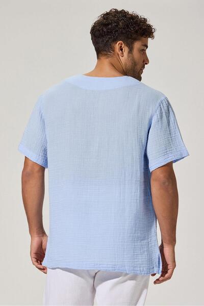 White By Nature Short Sleeve Crew Neck Blue T-Shirt