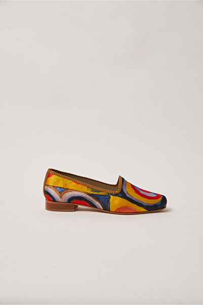 Nomads Felt %100 İpek-Hakiki Deri Kadın Babet | Kösele Taban | Kandinsky Squa...