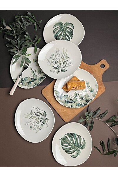 tabakevi Tabak Evi Porselen Hoja Verde Pebble Pasta Takımı 19x21cm 6 Parça