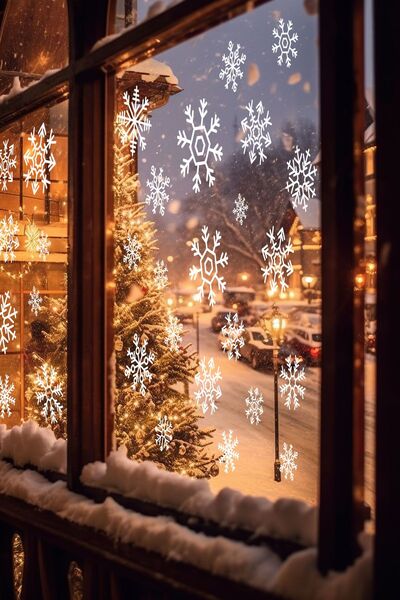 colortouch Christmas Snowflakes Glass Or Wall Decorative Sticker 50 Pieces