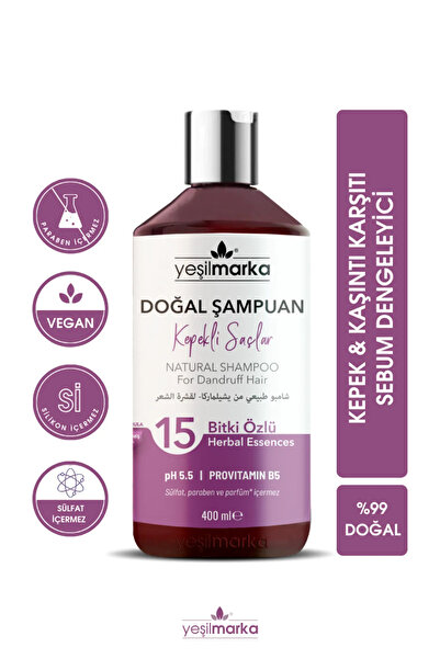 yeşilmarka Kepek Önleyici - Kepeğe Karşı Etkili - Kepekli Saçlar Için Kepek Karşıtı Doğal Şampuan 400 ml