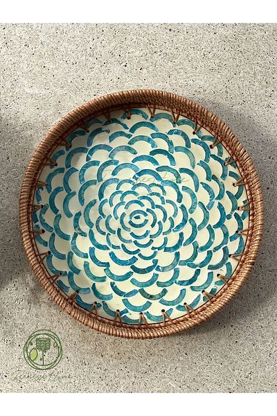 Renesse Home Esila Handmade Pearlescent Rattan Tray (30CM)