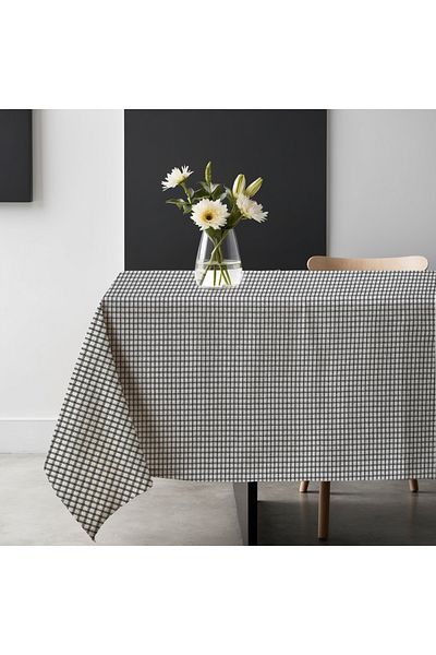 KAMİZ Black Linen Gingham Tablecloth - Picnic Cloth