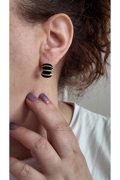 Selen Aksesuar Steel Enamel Earrings