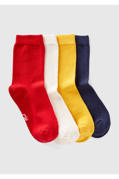 United Colors of Benetton Комплект от 4 чифта жълти чорапи с микс мотиви за момчета