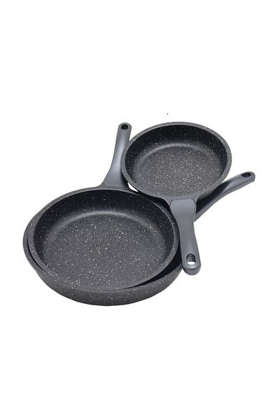 ThermoAD Set of 3 Granite Pans 20+24+28 Cm Gray