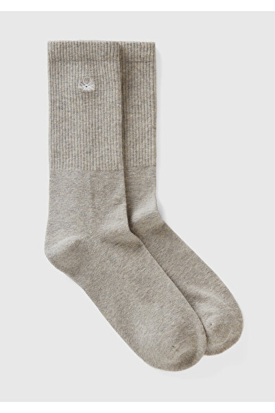 United Colors of Benetton Gray Unisex Socks with Benetton Logo