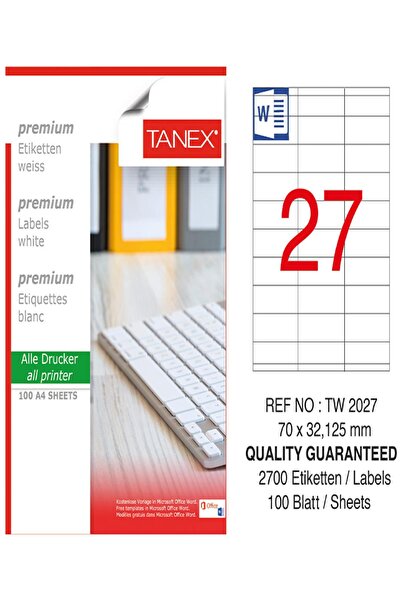 Ürün Evim Tanex laserska etiketa - TW-2027, 70*32 mm, bela, 100 kom