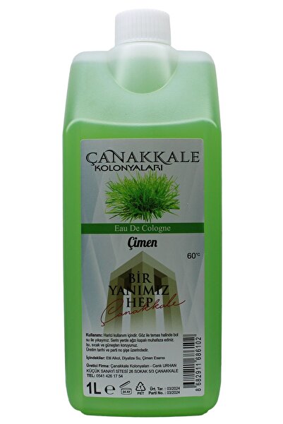 ÇANAKKALE kolonyaları Çimen Kolonyası -1 Litre -(BİDON) Korumalı Kapak - Yeni Model