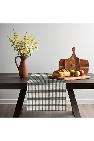KAMİZ Runner de in - Gingham Negru, 40x150 Cm