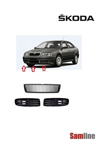 İthal Skoda Octavıa 2001-2007 Ön Tampon Orta Izgarası Ve Sağ Sol Kapakları Se...