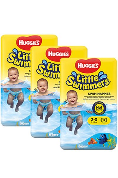 Huggies Little Swimmers Baby Diapers - 7-15 Kg, 12 Packs, 3 Packs