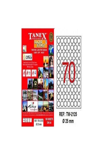 Ürün Evim Etichetă laser Tanex - 25 mm albă, 100 bucăți Tw-2125