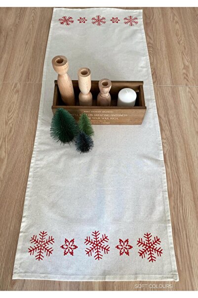 Soft Colours Geleneksel Ahşap Baskılı %100 Pamuk Runner - 40x140 Cm