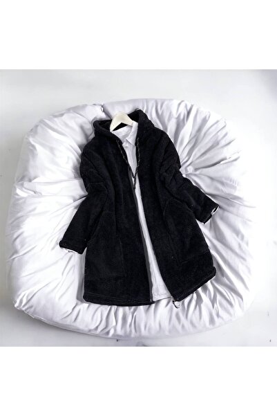 Modaytesettür Peluş Ceket Hırka Uzun Kapşonlu