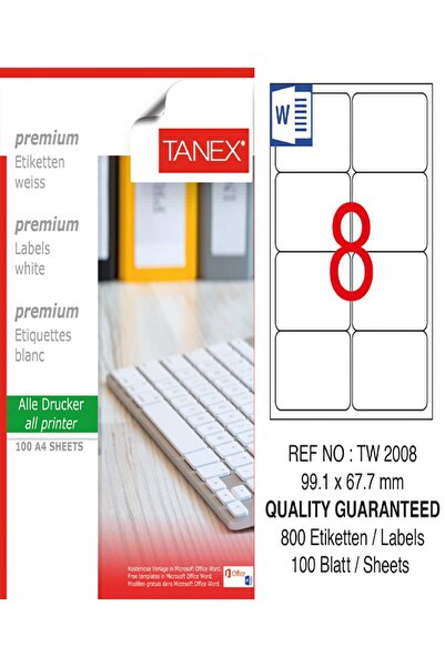 Ürün Evim Tanex laserska etiketa TW-2008 99.1*67.7 mm bela