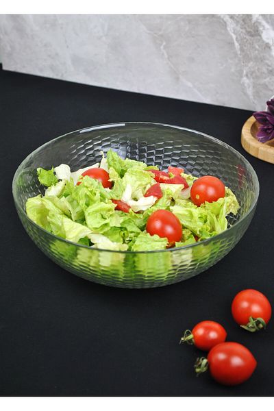 Purelegant Lola Glass Salad Plate - 22 Cm Presentation Chips Plate, Serving Bowl - 1 Piece
