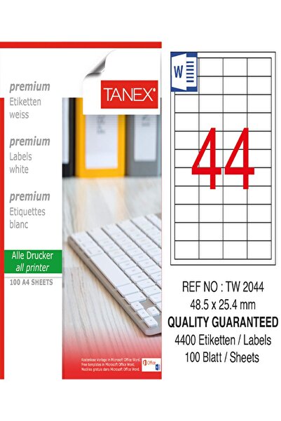 Ürün Evim ملصق ليزر Tanex - Tw-2044، 48.5*25.4 مم، أبيض، 100 عبوة