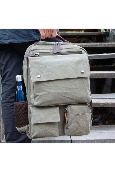 Alone 5045 Σακίδιο πλάτης για φορητό υπολογιστή από καμβά χακί - Σχέδιο με μάτι