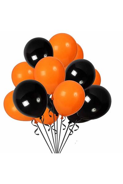 PartAntalya 20 Pieces Hallowen and Feast Decoration Balloons - Black and Orange
