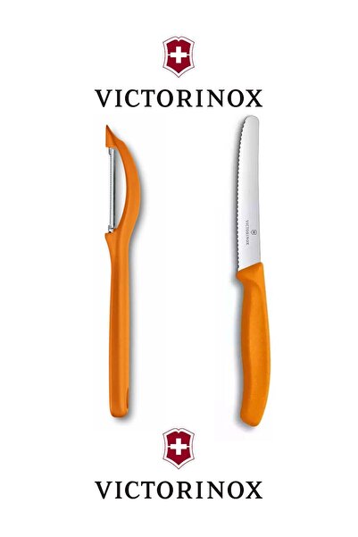 Victorinox Domates Soyacağı ve Tırtıklı Doğrama Bıçağı 2'li Set Turuncu Renk