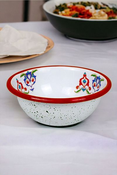 İnci Emaye No. 13 Enamel Bowl - Plate, Dowry, Pit Plate, Soup Bowl, Food Plate - 13 Cm