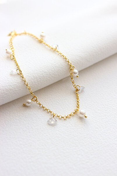 Dazzlecave 925 Ayar Gümüş Bileklik - Opal Taş Kalp ve İncili Gümüş Bileklik -...