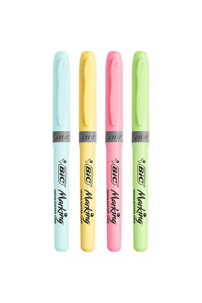 Bic Highlighter Grip 4 Pieces Pastel Colors Highlighter Pen