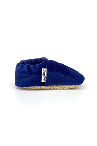 Bunnybons Navy Blue Velvet - Non-Slip Sole Baby Booties