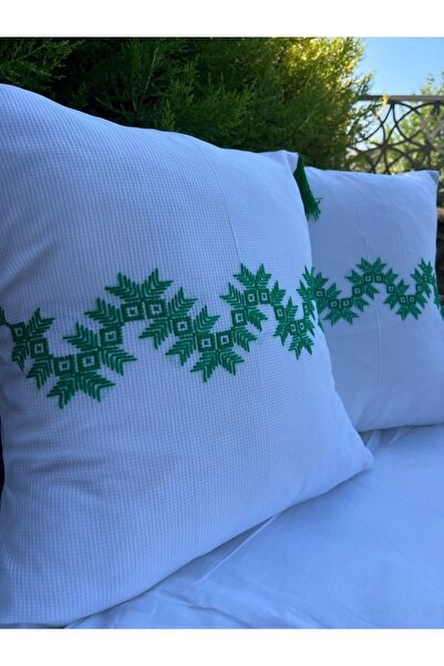 MSS ATALIER Etamin Elde Işlemeli Kanaviçe Etnik Desen, Püsküllü,ev, Salon,bal...