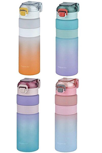 Vagon Life 800 ml Çift Renk Kaydırmaz Silikon Gövde Motivasyon Su Matarası (K...