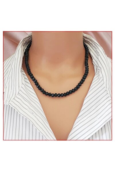 Bijustore Siyah Renk Kristal Taş kadın Kolye