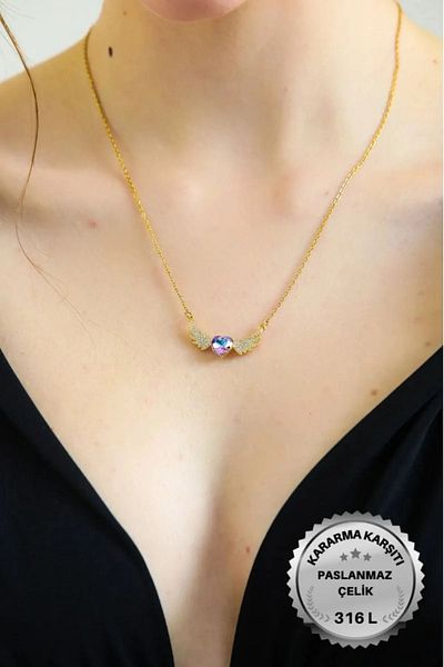 stainless steell Steel Gold Color Heart Chain Necklace