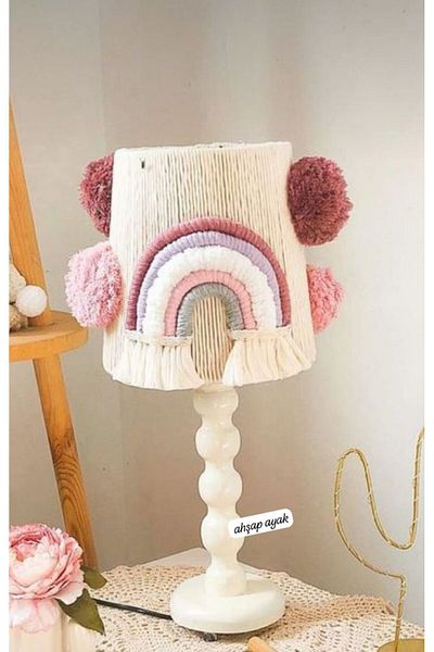 tasarimakromem35 Macrame Lampshade (Wood Leg)