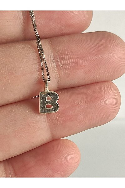 HANIMKIZ 925 Ayar Gümüş Mini Boy B Harfli Kolye Ucu (ZİNCİRSİZ)