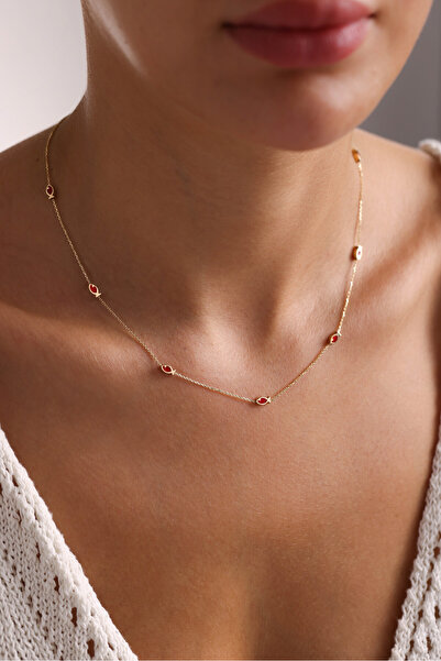 Gianfranco 14 Ayar Altın Kırmızı Mineli Balık Kolye