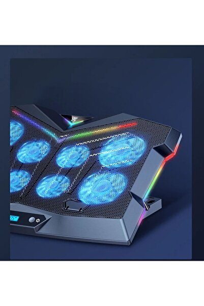 TechTic 8 Fanlı 18-11İnç RGB Işıklı Notebook Laptop Soğutucu Fan Çift USB