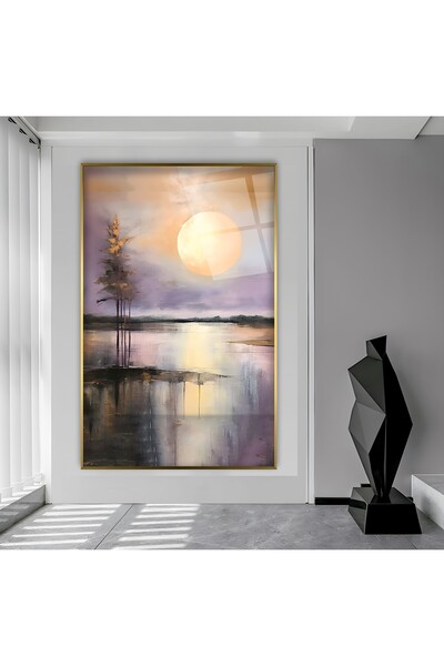 EMYA HOME Tablou din sticlă peisaj cu cadru metalic