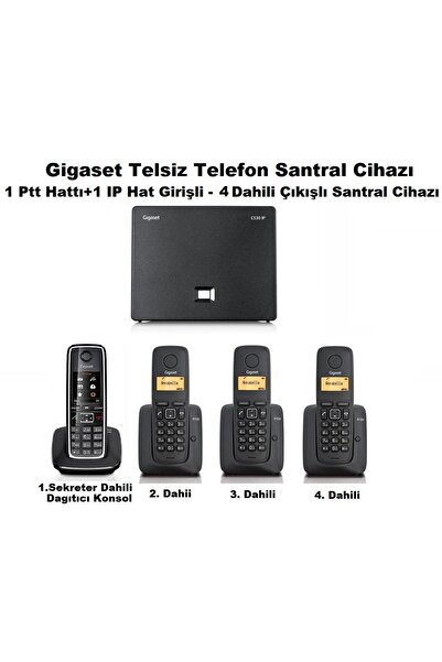GIGASET C530 Ip 4 Dahili Dect Telsiz Kablosuz Telefon Santrali