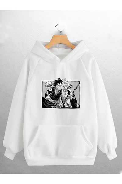 macklin Hanorac imprimat cu personaje unisex, femei, bărbați, One Piece Luffy și Zoro