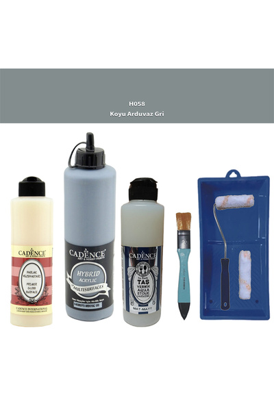 Cadence Banyo Mutfak Boyası-Cadence Multi H-058 Koyu Arduvaz Gri 500Ml Pya250Ml Taş Vernik Mat 250Ml Rulo