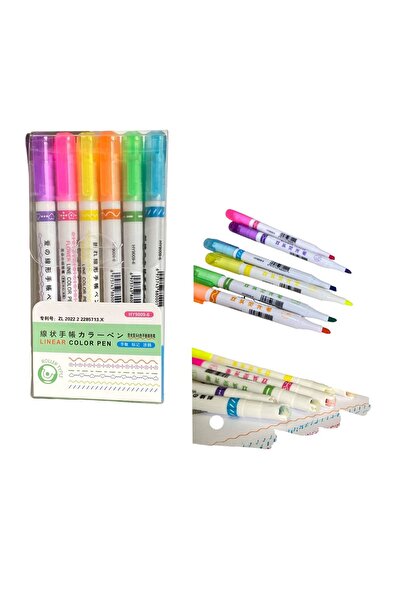 Maxx Hy9009-6 Silindir Mühürlü Desenli 6 Renk Fosforlu Kalem