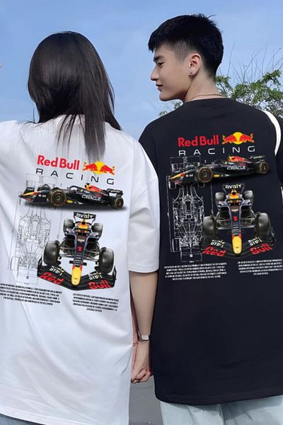 BUY CENTER Tricou oversize cu imprimeu retro Lover Couple Combination Red Bull