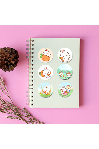 Sumicorn Design Sevimli Tavşan Kawaii Sticker Etiket Seti ( 6'lı )